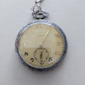 Vintage Lanco Art Deco pocket watch by the Langendorf Watch Company.